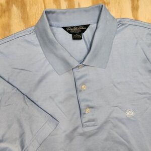 Brooks Brothers Mens Large Country Club ProSport Polo Shirt Blue Logo Read Desc.